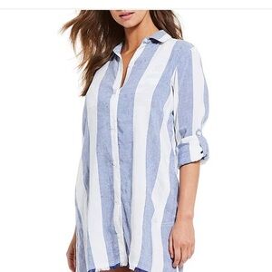 Tommy Bahama Blue and White Striped Swim Coverup